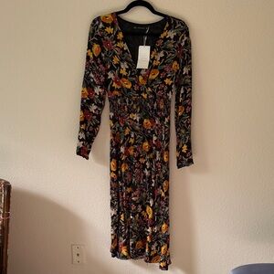 Zara NWT Multicolor Floral Long Sleeve Dress